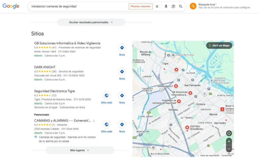 El Local pack enseñando Qué opinan los usuarios de un negocio